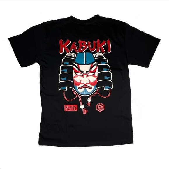 Japanese Kabuki Graphic Black T-Shirt - Picture 3 of 5